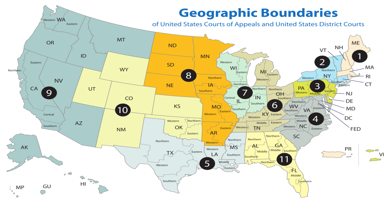 Geographic Boundaries, Court of Appeals, District courts
